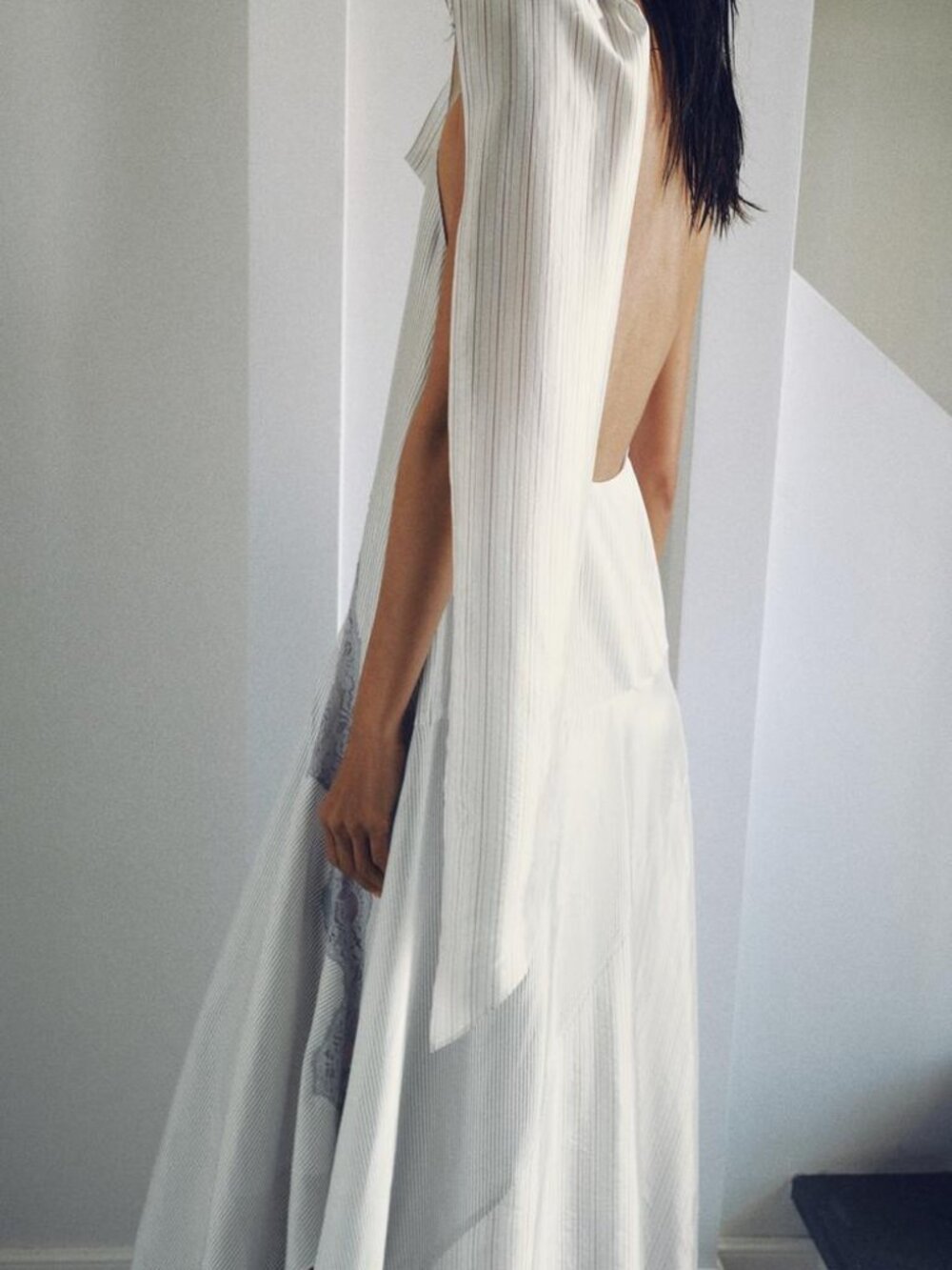 ZARA STRIPED LACE HALTER DRESS